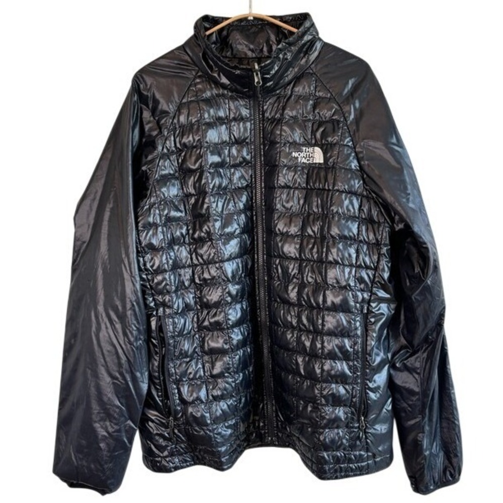 The North Face Thermoball Puffer Jacket Black Mens Large Quilted Zip Consign